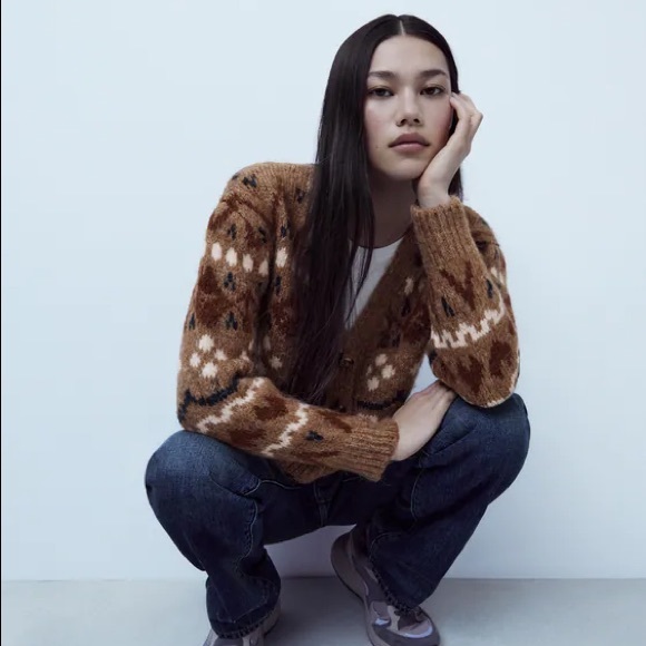 ZARA KNIT JACQUARD CARDIGAN - Picture 5 of 11